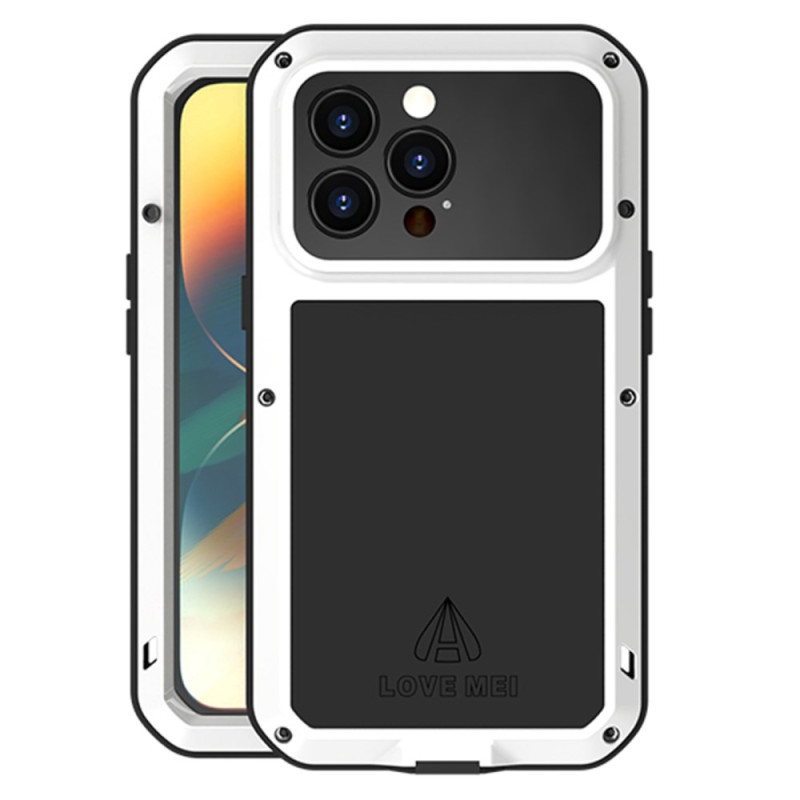 Coque iPhone 14 Pro Silicone et Métal avec Protecteur d'Écran en Verre Trempé LOVE MEI