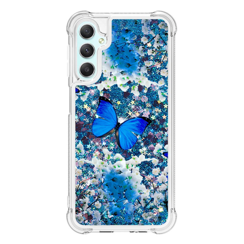 Coque Samsung Galaxy A25 5G / A24 4G Paillettes Papillons Bleus