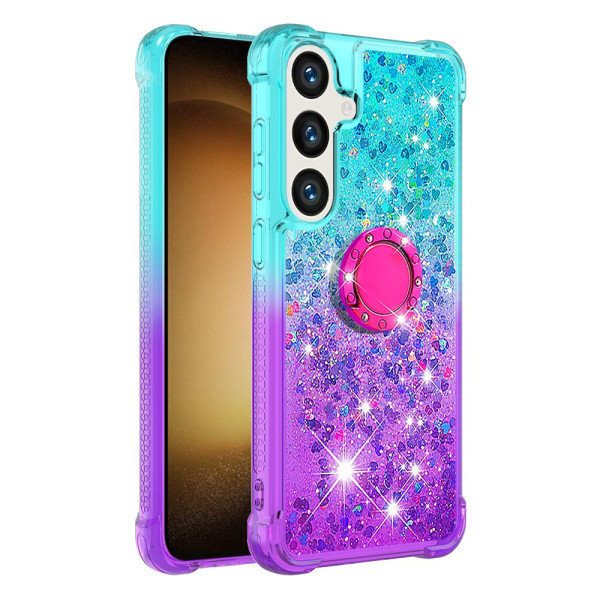 Coque Samsung Galaxy S24 Plus 5G Paillettes et Anneau-Support