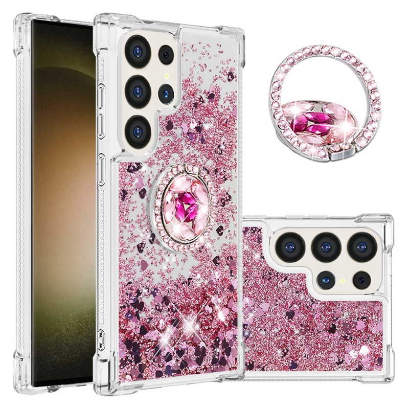 Coque Samsung Galaxy S24 Ultra 5G Paillettes avec Anneau-Support