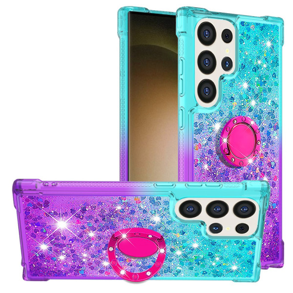 Coque Samsung Galaxy S24 Ultra 5G Dégradé Paillettes avec Anneau-Support