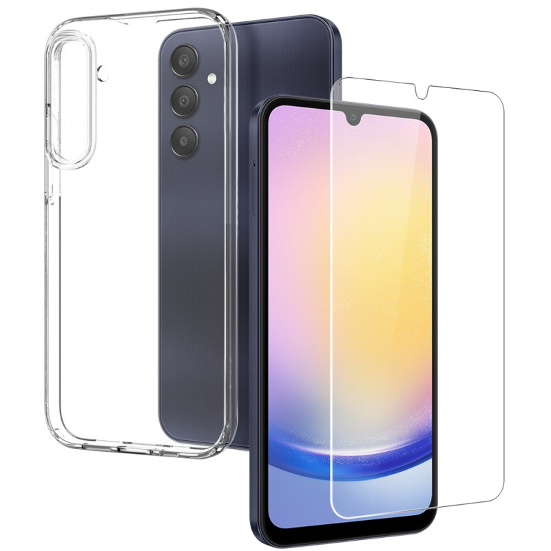 Coque Samsung Galaxy A25 5G Transparente avec Protection Écran en Verre Trempé NORTHJO