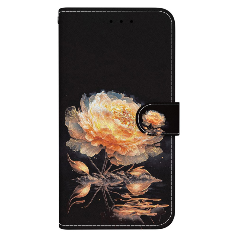 Housse Samsung Galaxy A05s Pivoine Dorée à Lanière