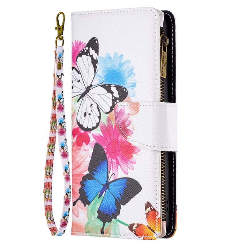 Housse Xiaomi Redmi Note 12S Portefeuille Papillons Aquarelle