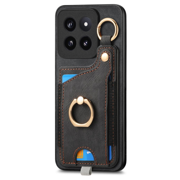 Coque Xiaomi 14 Pro Rétro Porte-Cartes et Anneau