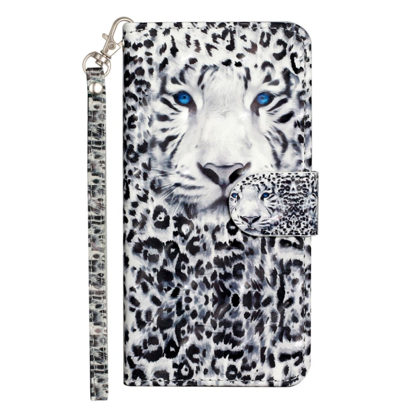 Coque pour Honor 90 Lite 5G / X50i 5G avec motif 3D et sangle de poignet - Léopard