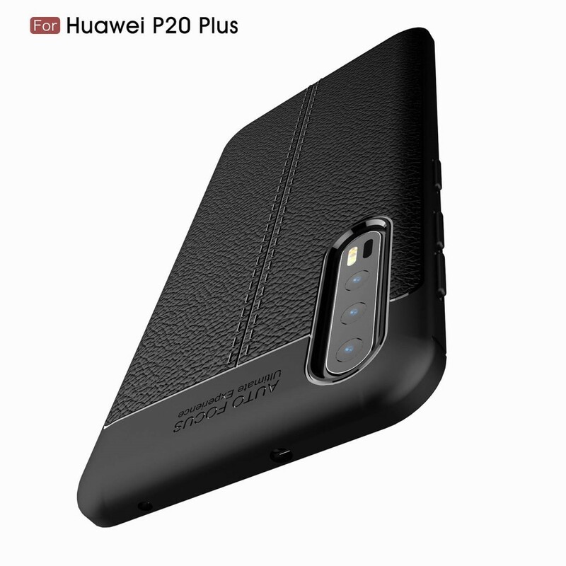 Coque Huawei P20 Pro Effet Cuir Litchi Double line