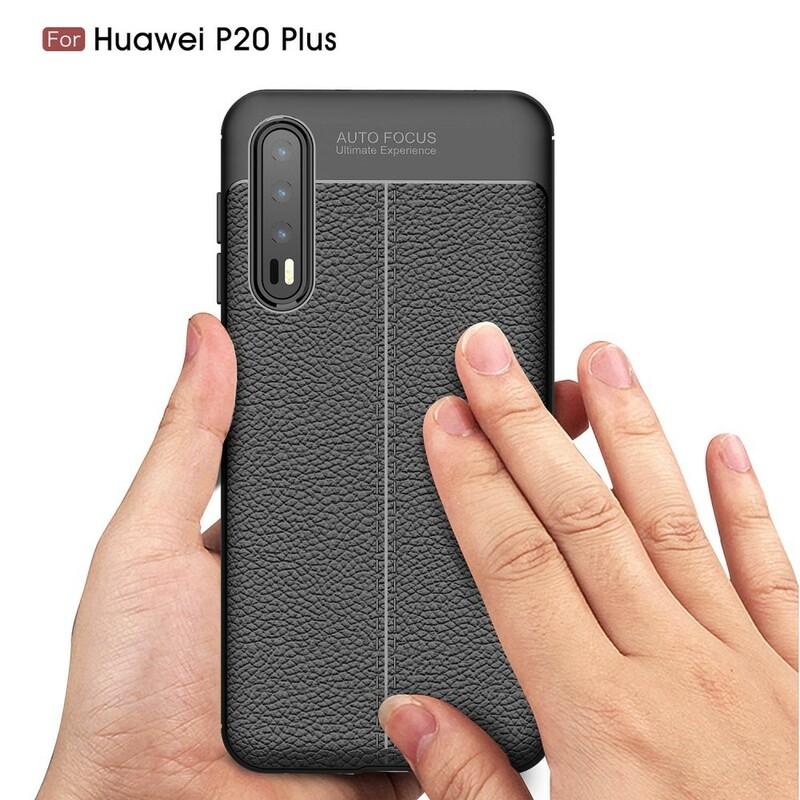 Coque Huawei P20 Pro Effet Cuir Litchi Double line