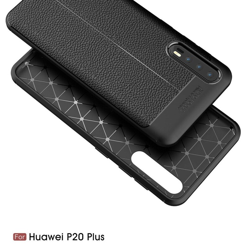 Coque Huawei P20 Pro Effet Cuir Litchi Double line