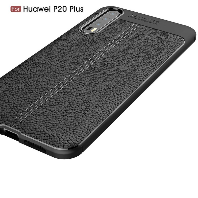 Coque Huawei P20 Pro Effet Cuir Litchi Double line