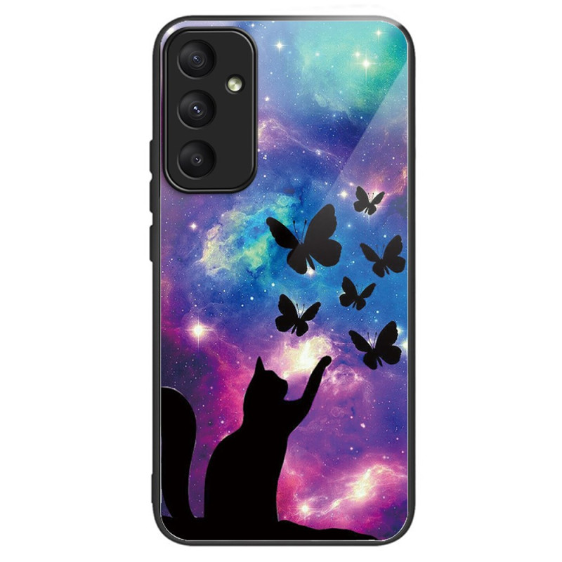 Coque Samsung Galaxy A55 5G Verre Trempé Chat et Papillons