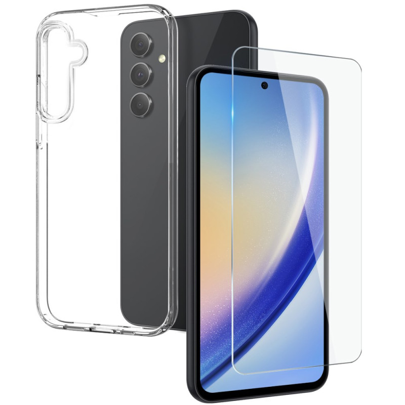 Coque Samsung Galaxy A55 5G Transparente avec Film en Verre Trempé NORTHJO