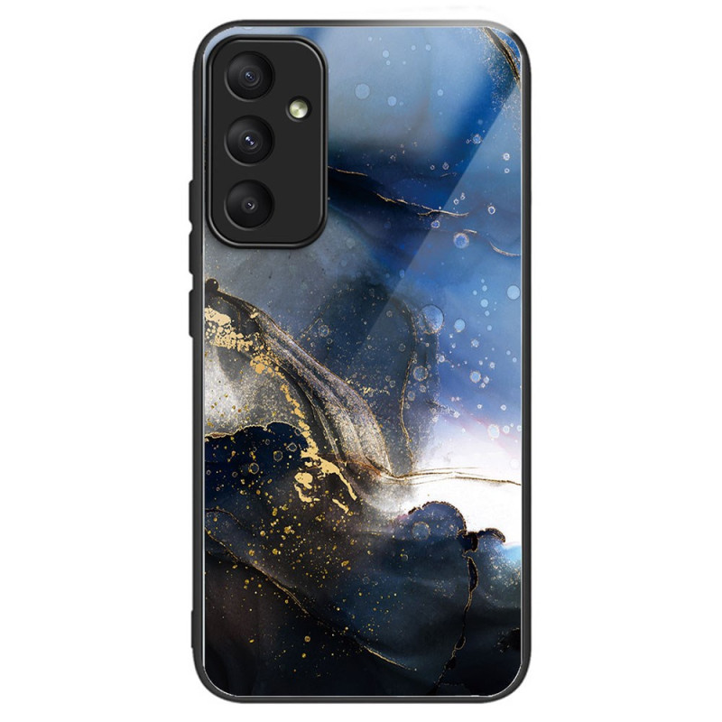 Coque Samsung Galaxy A35 5G Verre Trempé Motif Noir Bleu et Doré