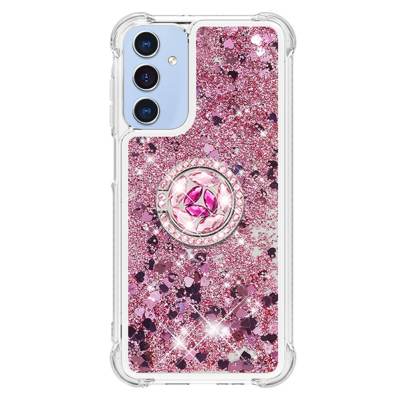 Coque Samsung Galaxy A15 5G Anneau-Support Paillettes Liquides