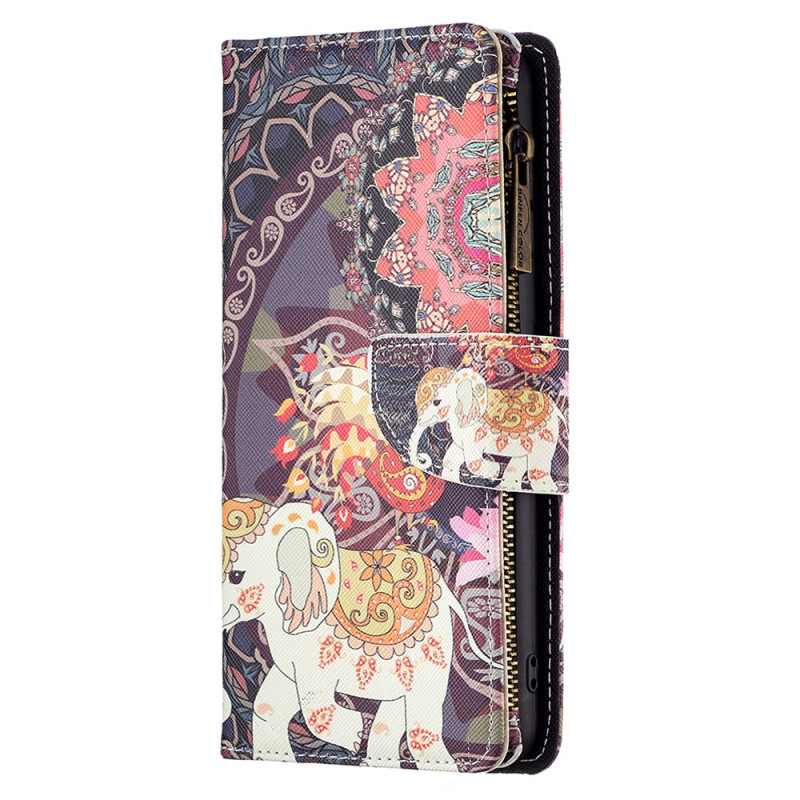 Housse Xiaomi Redmi Note 13 Pro 4G / Poco M6 Pro 4G Portefeuille Éléphant Tribal à Lanière