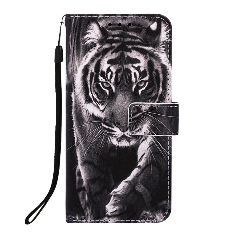 Housse iPhone 11 Motif de Tigre à Lanière