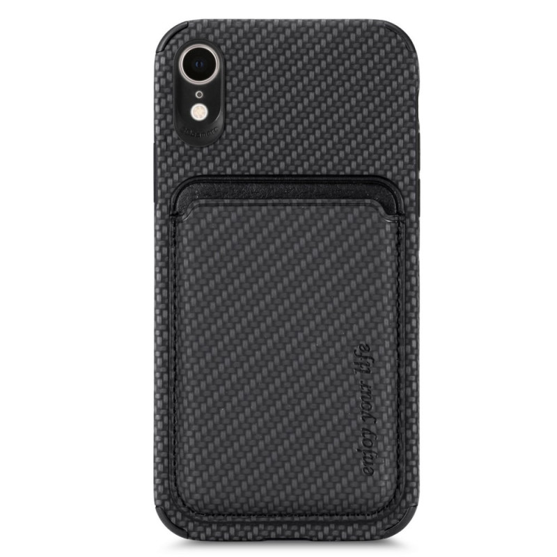 Coque iPhone XR Fibre Carbone Porte-Cartes Détachable