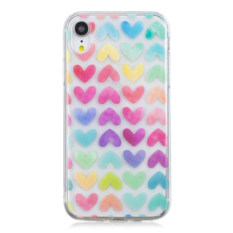 Coque iPhone XR Coeurs colorés