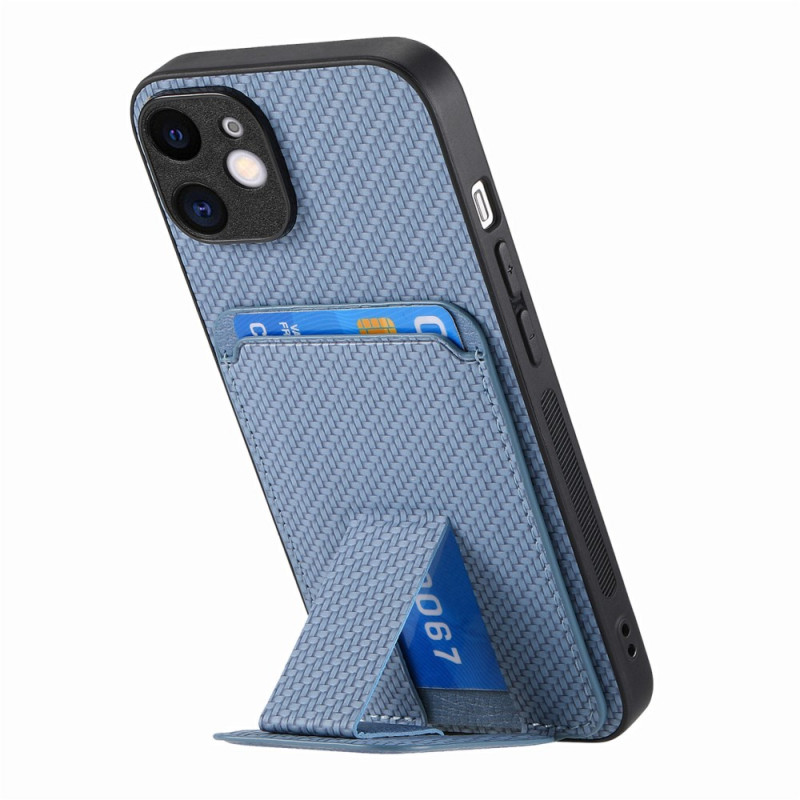 Coque iPhone 12 Fibre Carbone Support et Porte-Carte