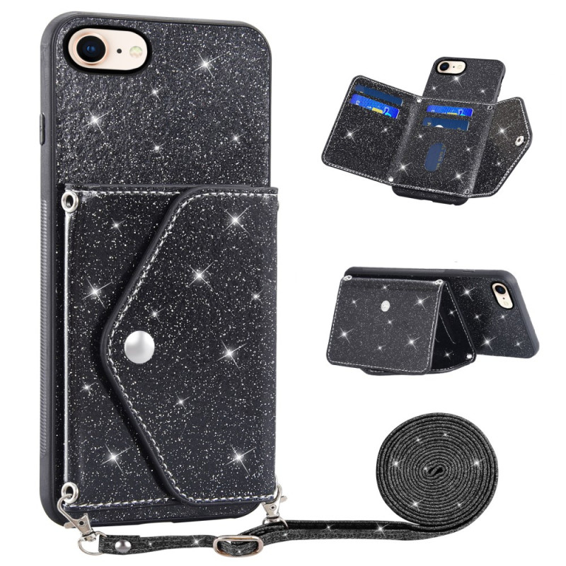 Coque iPhone SE 3 / SE 2 / 8 / 7 Paillettes avec Bandoulière