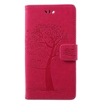 Housse Huawei Honor 9 Lite Arbre et Hiboux à Lanière