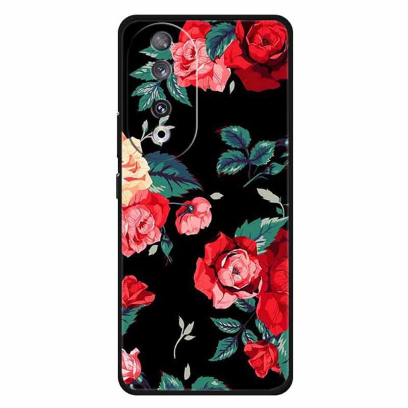 Coque Honor 90 Fleurs sur Fond Noir