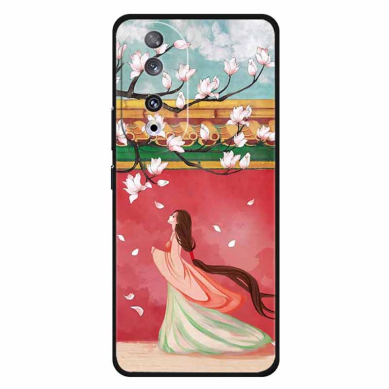 Coque Honor 90 Femme et Fleur de Pêcher