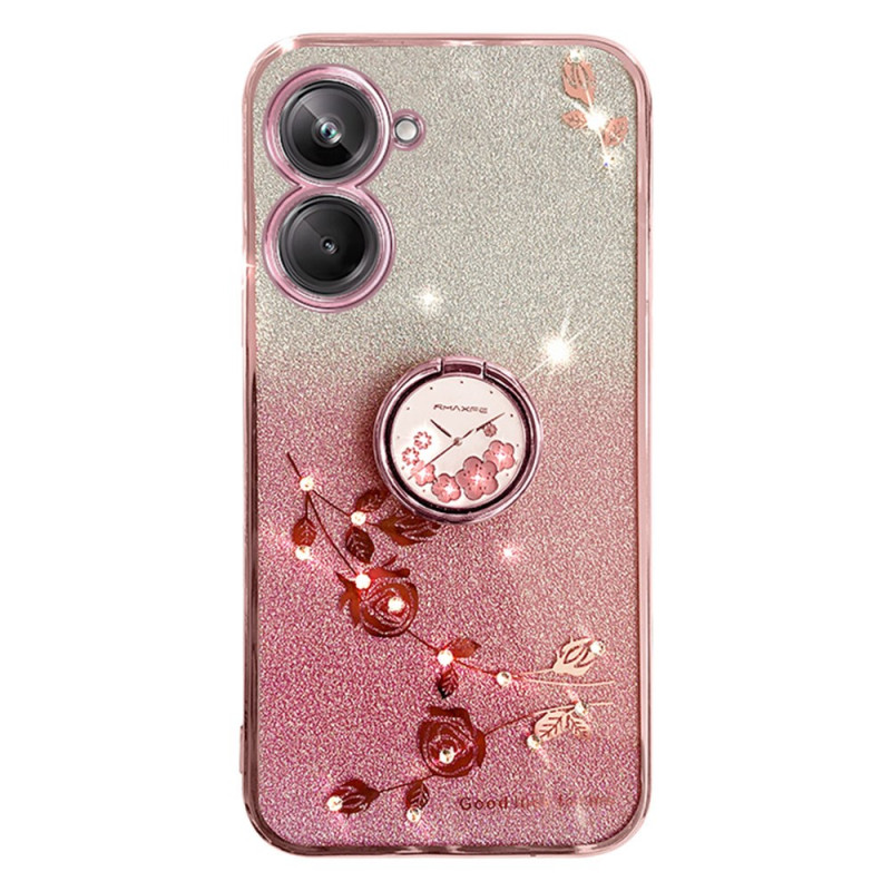 Coque Realme C33 2023 / C33  Fleurs en Strass et Support