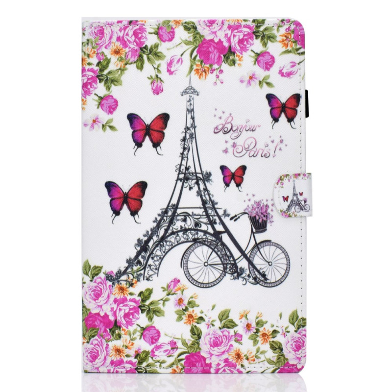 Housse Samsung Galaxy Tab A9 Fleurs et Tour Eiffel