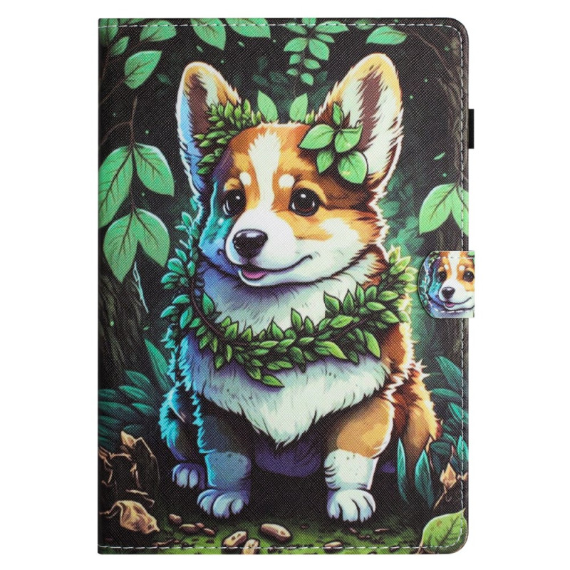 Housse Samsung Galaxy Tab A9 Plus Chien et Feuilles