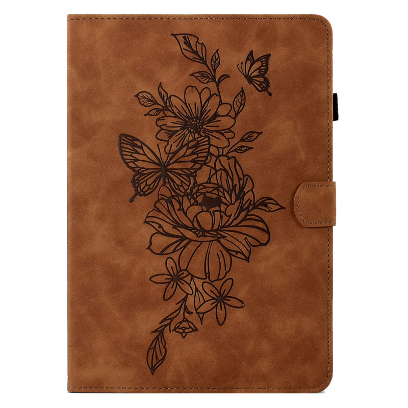 Housse Samsung Galaxy Tab A9 Plus Effet Cuir Fleurs et Papillons