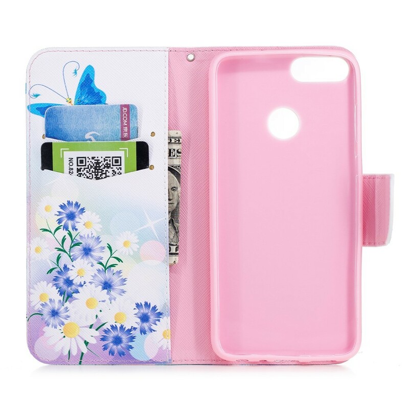 Housse Huawei P Smart Papillons et Fleurs Peints