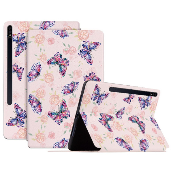 Housse de protection anti-chute pour Samsung Galaxy Tab S7 / Tab S8 avec motif papillon