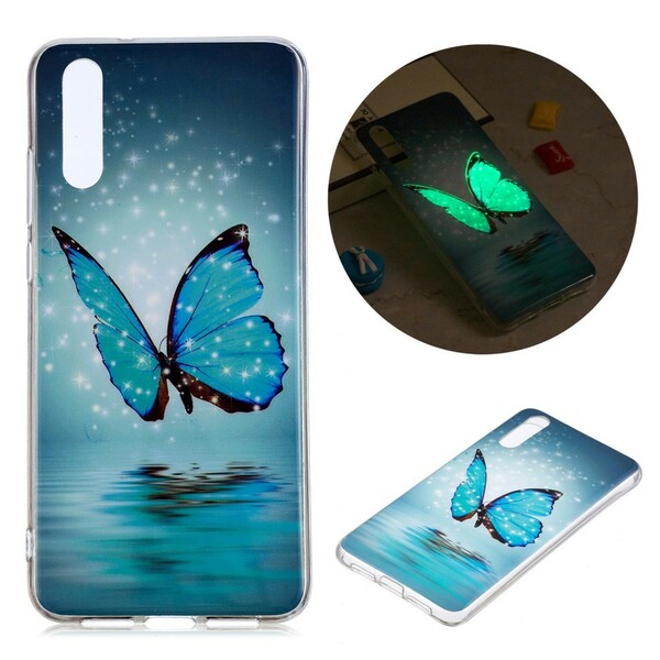 Coque Huawei P20 Papillon Bleu Fluorescente