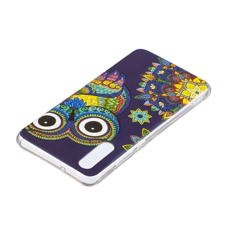 Coque Huawei P20 Hibou Mandala Fluorescente