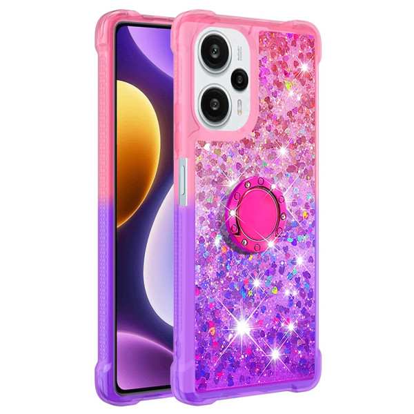 Coque Poco F5 Paillettes Dégradées Anneau-Support