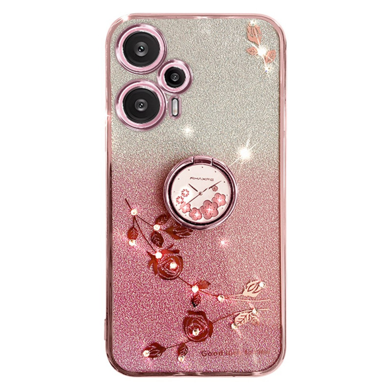 Coque Poco F5 5G Strass et Paillettes Support