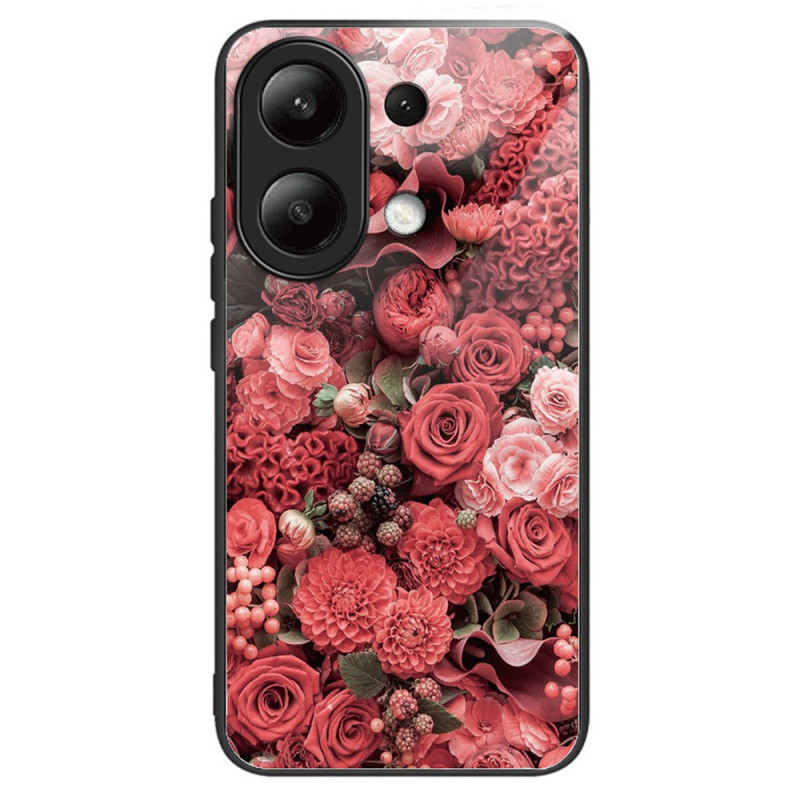 Coque Xiaomi Redmi Note 13 4GVerre Trempé Fleurs Rouges