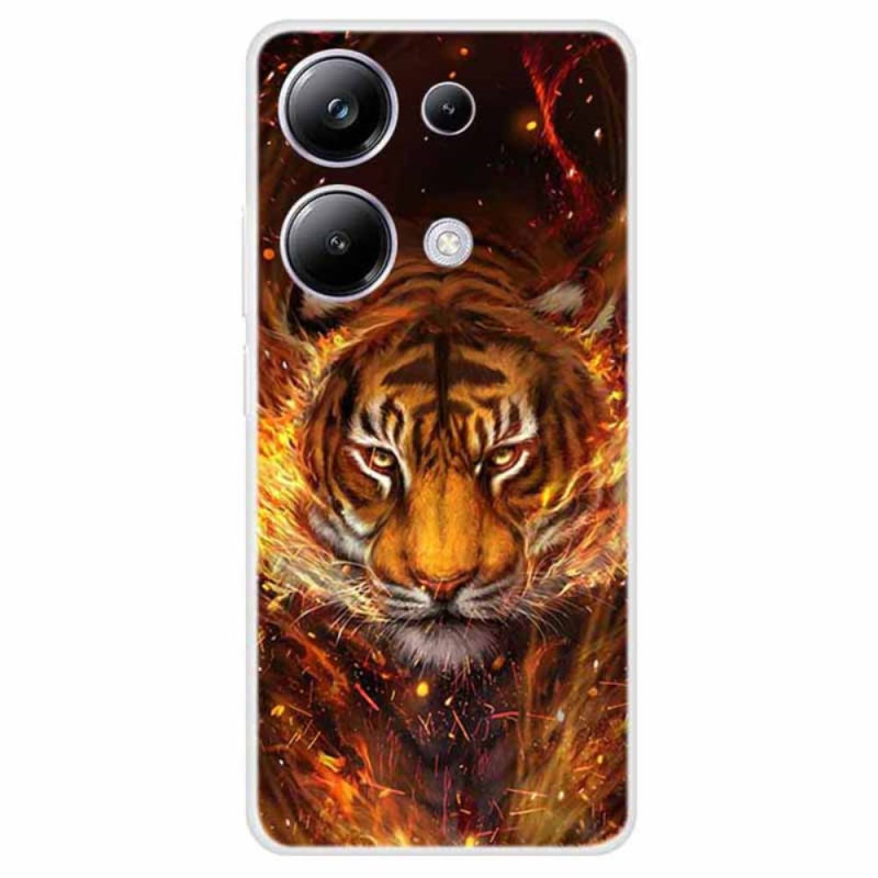 Coqu Xiaomi Redmi Note 13 Pro 4G / Poco M6 Pro 4G Tigre en Flammes