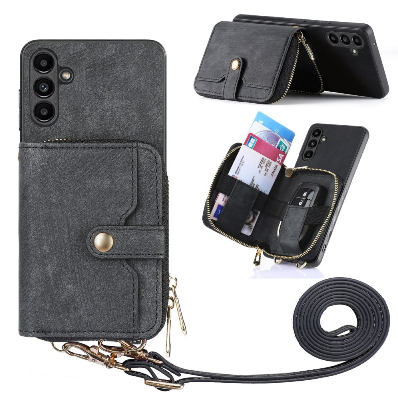 Coque Samsung Galaxy M15 5G Porte-Cartes et Bandoulière