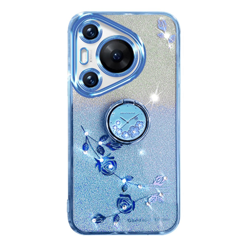 Coque Huawei Pura 70 Pro Fleurs et Strass avec Support KADEM