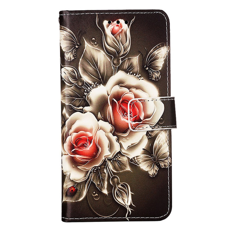 Housse Oppo A79 5G Roses à Lanière