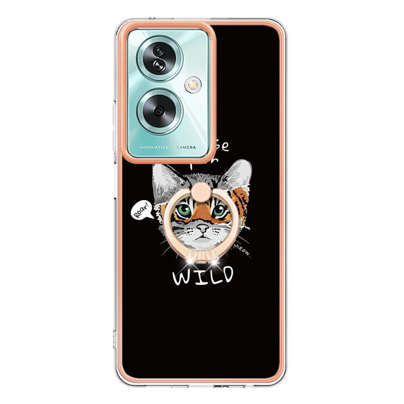 Coque Oppo A79 5G Anneau-Support Chat et Tigre