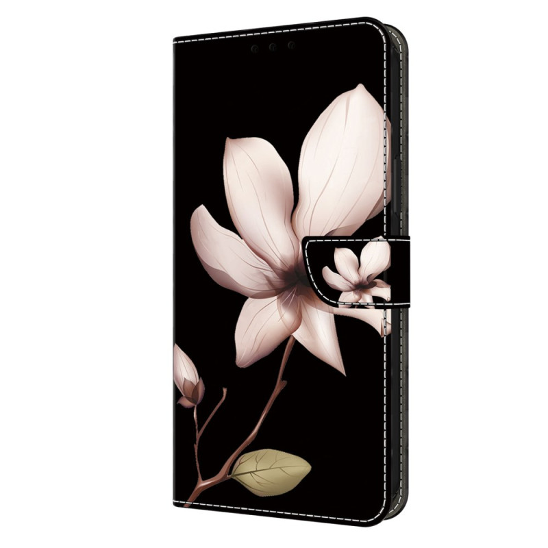 Housse Oppo A58 Fleur Rose sur Fond Noir