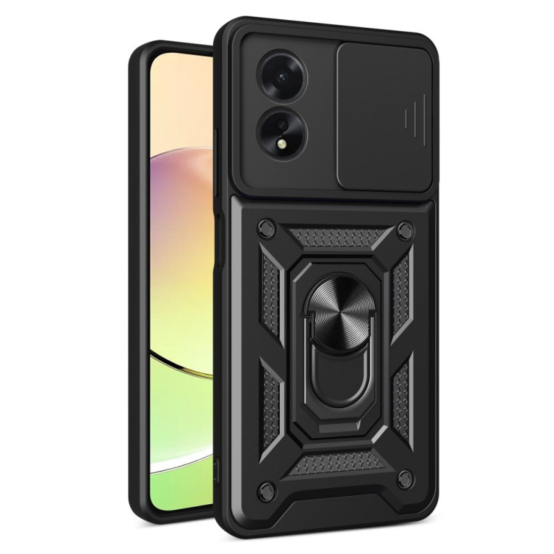 Coque Oppo A38 Anneau-Support et Protecteur de Lentille Coulissant