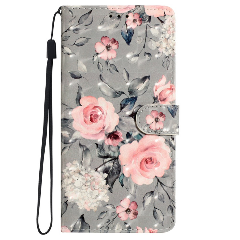 Housse Oppo A78 Fleurs Roses à Lanière