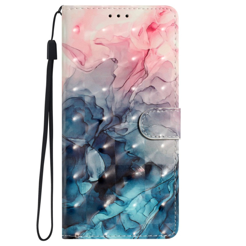 Housse Oppo A78 Motif 3D Marbre Rose et Bleu à Lanière