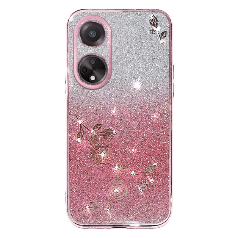 Coque Oppo A98 5G Fleurs et Strass KADEM