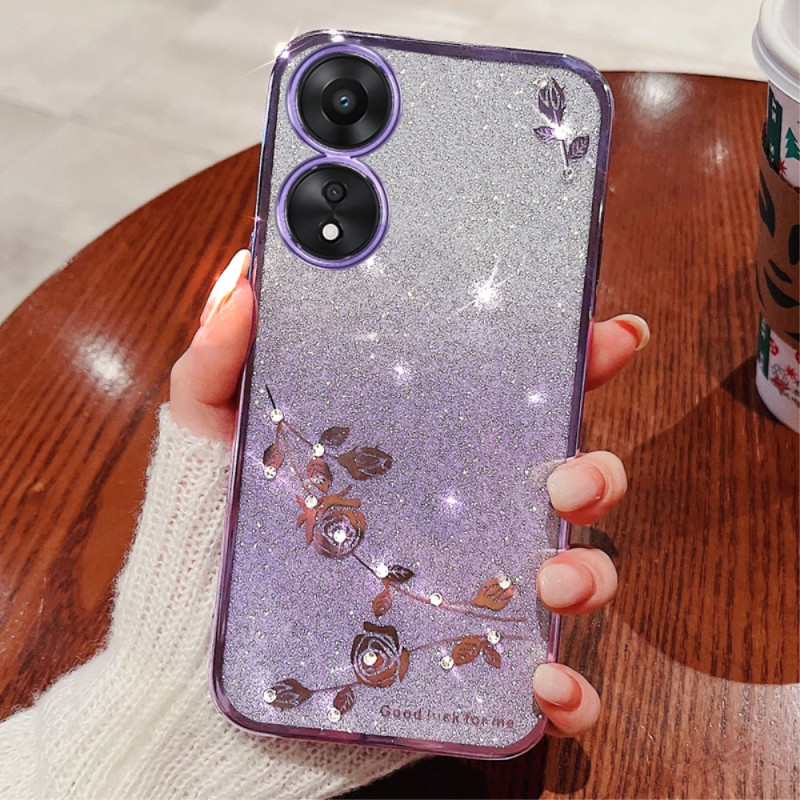 Coque Oppo A17 4G / A17k Fleurs et Strass