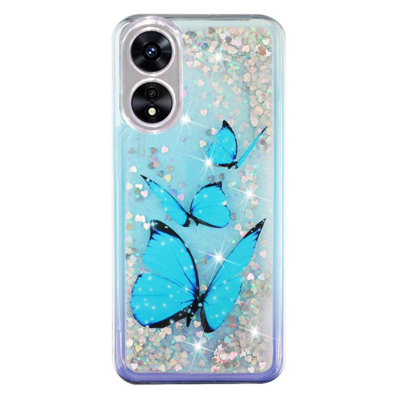 Coque Oppo A17 / A17k Paillettes Papillon Bleu